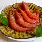 King Prawns with Grilled Eggplant