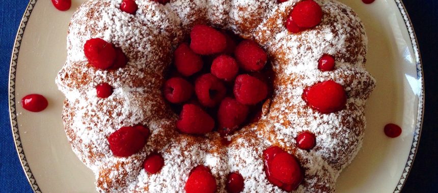 Angel Cake with Raspberries