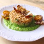 Risotto with clams and Broccoli Pureè